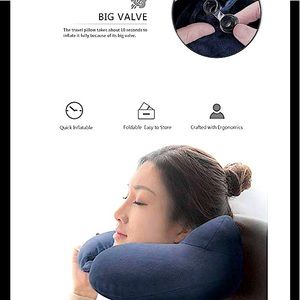 💙Inflatable Travel Pillow, Soft Velvet Neck Pillow in Pack Sack & Sleep Mask💙